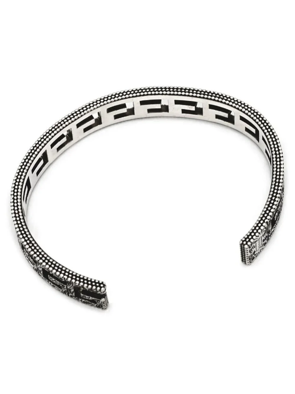 Gucci Bracelet Square G Arabesque 925 Sterling Silver Open Bangle Cutout